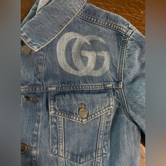Gucci laser Double G Light Blue Denim Trucker Jacket Type 3 - Picture 5 of 9